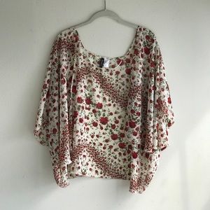 Sheer White with Roses H&M Divided Kimono
